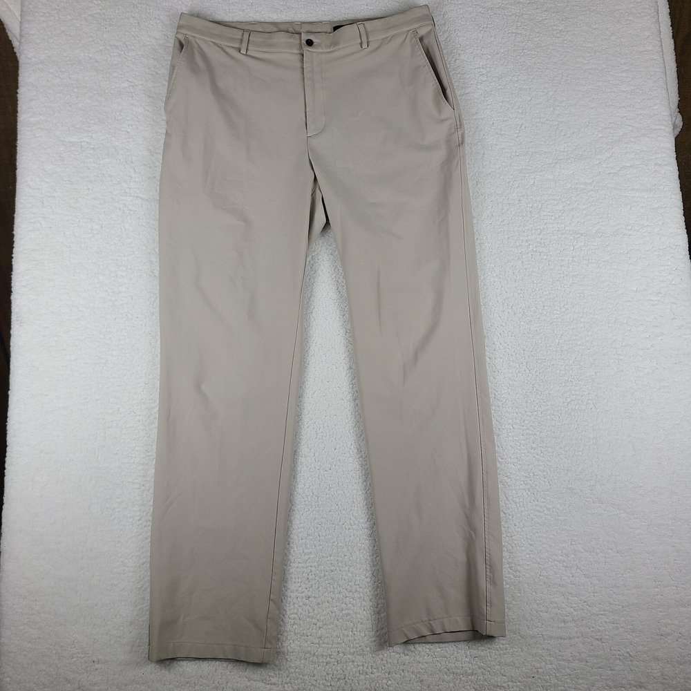 Dunning Pants Mens 38x33‎ Beige Solid Straight Leg Performance Tech Golf Chino